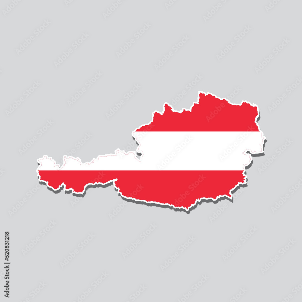 Flag of Austria in the shape of the country's map Flag of Austria in the shape of the country's map