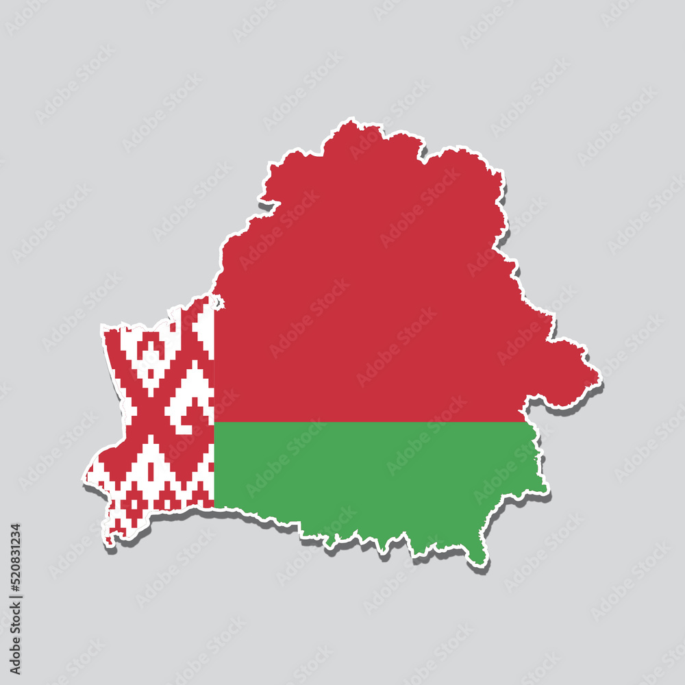 Fototapeta premium Flag of Belarus in the shape of the country's map
