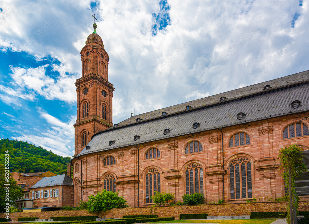 Side view of the Jesuit Church in Heidelberg old town.. Baden Wuerttemberg, Germany, Europe