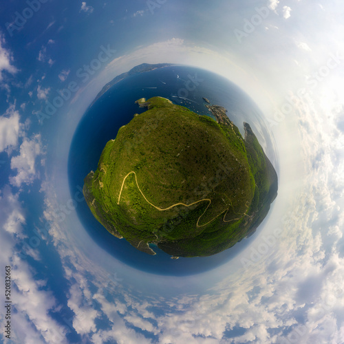 Panorama miniplanet. Bishevo island Croatia.