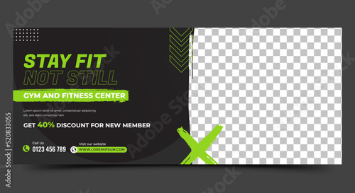 Fitness and workout banner design template. Usable for banner, cover, and header.