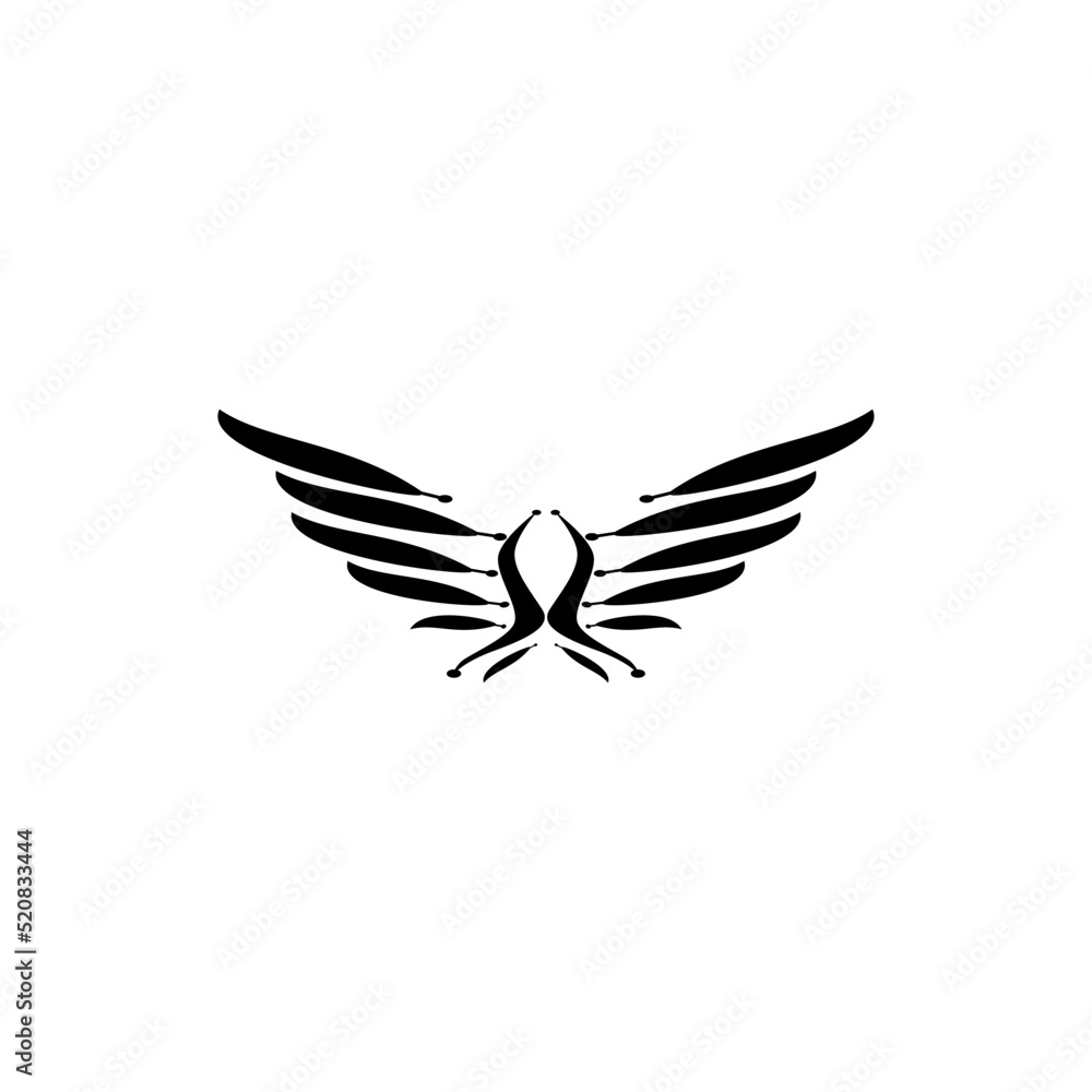 Obraz premium Bird wings vector icon. Angel wings vector icon.