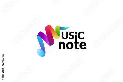 letter M music note playful logo
