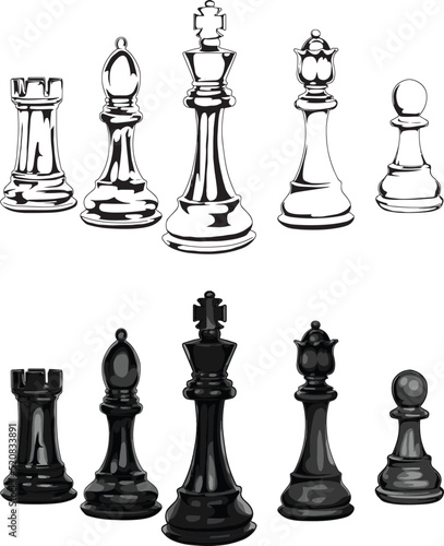 chess isolated on black background for poster, t-shirt print, business element, social media content, blog, sticker, vlog, and card. vector illustration.