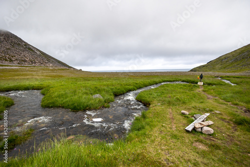 route to Knivskjellodden on Mageroya Island, North Cape (Nordkapp), Finnmark, Norway photo