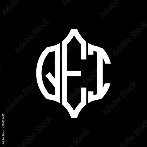 QEI letter logo. QEI best black background vector image. QEI Monogram logo design for entrepreneur and business.
 photo