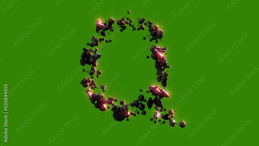 letter Q of dark burning rocks with red shine - magical alphabet, isolated - loop video letter Q of dark burning rocks with red shine - magical alphabet, isolated - loop video