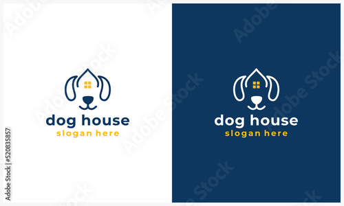 Dog House and pet home logo design template
