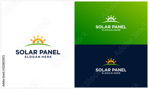 solar panel logo with house concept  solar energy logo template