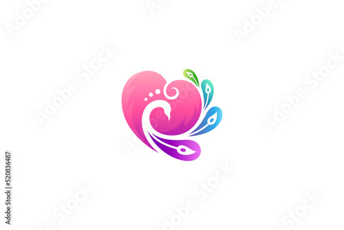 Peacock logo with colorful tail feathers