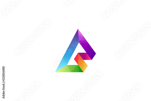 Prism letter monogram AS, logo concept with multiple gradient colors.
