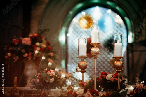 Candles, lights and silver metal Wedding Decorations