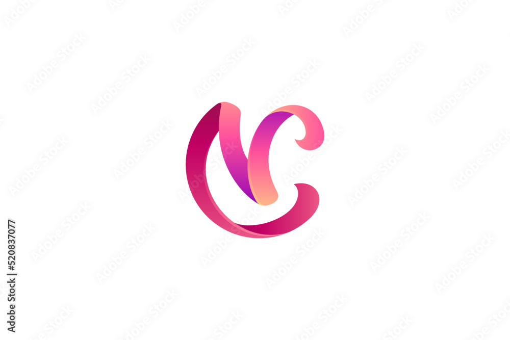 CV monogram letter gradient logo template