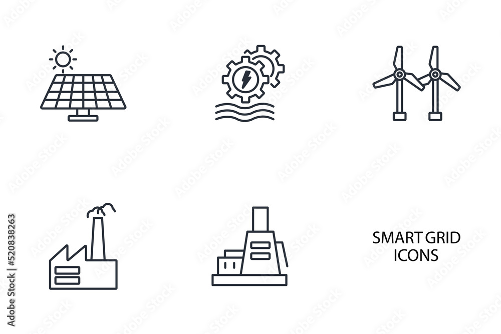 smart grid network icons set . smart grid network pack symbol vector ...