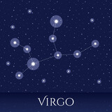 Zodiac constellation Virgo over blue background