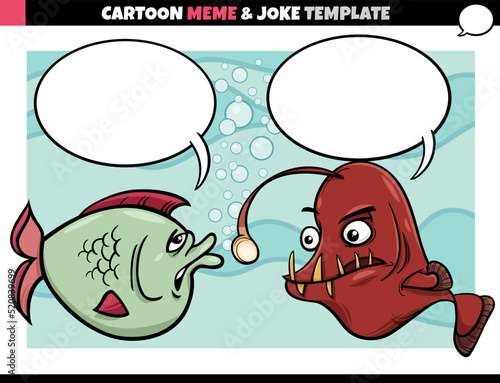 cartoon meme template with speech bubble and comic fish