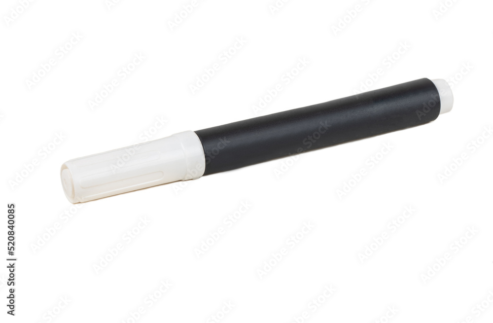White marker with closed cap isolated on white background White marker with closed cap isolated on white background