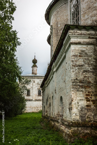 Russia, Vologda Oblast, Morozovitsa, 07. 21.2017. Russian north. Orthodox Troitse-Gledensky Monastery  in the village of Morozovitsa near the town Veliky Ustyug in summer