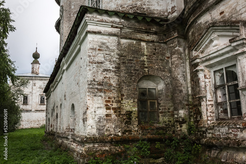 Russia, Vologda Oblast, Morozovitsa, 07. 21.2017. Russian north. Orthodox Troitse-Gledensky Monastery  in the village of Morozovitsa near the town Veliky Ustyug in summer