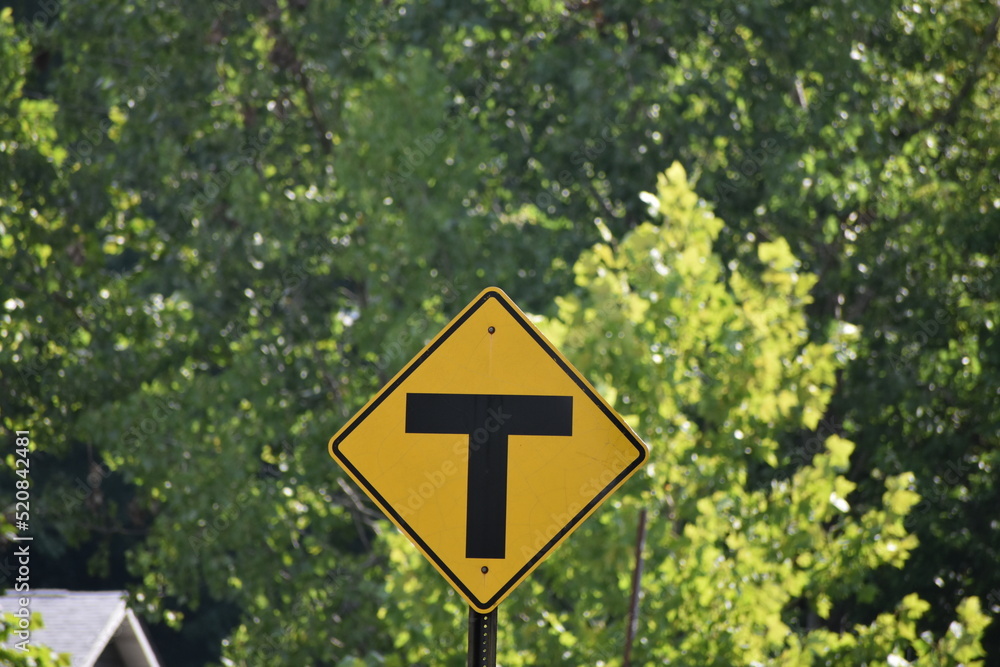 Hiway warning intersection sign T crossing