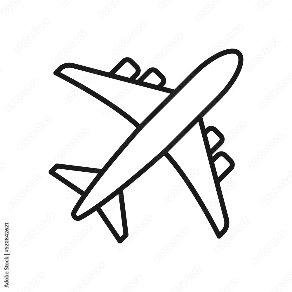 Plane line icon. Flight outline vector illustration Plane line icon. Flight outline vector illustration