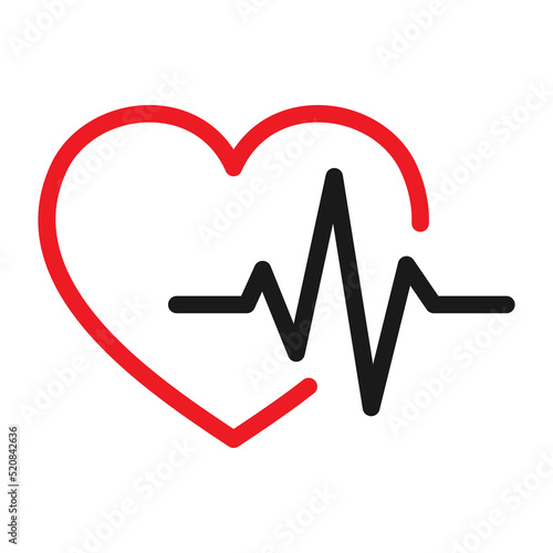Warning triangle icon, failure icon with heart sign. Heart attack. Medical icon vector illustration