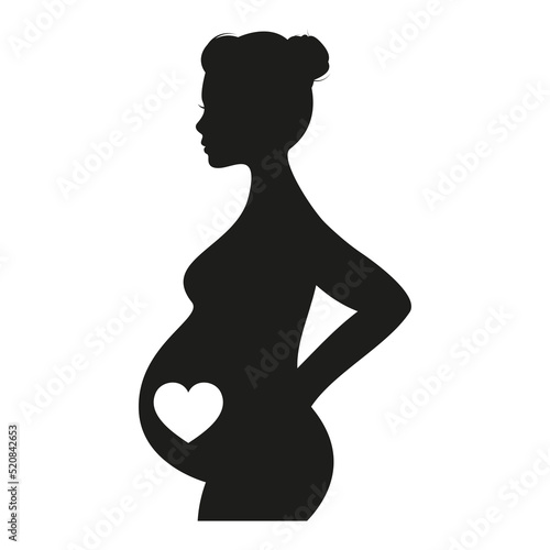 Pregnant woman heart icon. Heart and pregnancy care vector illustration
