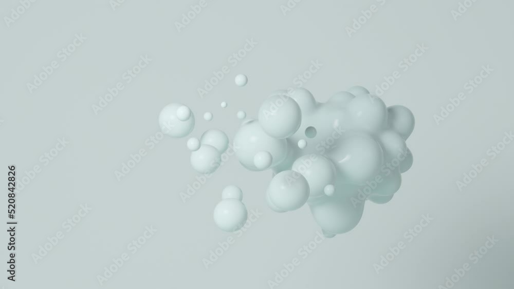 3D render animation with white spheres that explode and come together again. Nice 3d spheres with reflection. satisfying video 3D render animation with white spheres that explode and come together again. Nice 3d spheres with reflection. satisfying video