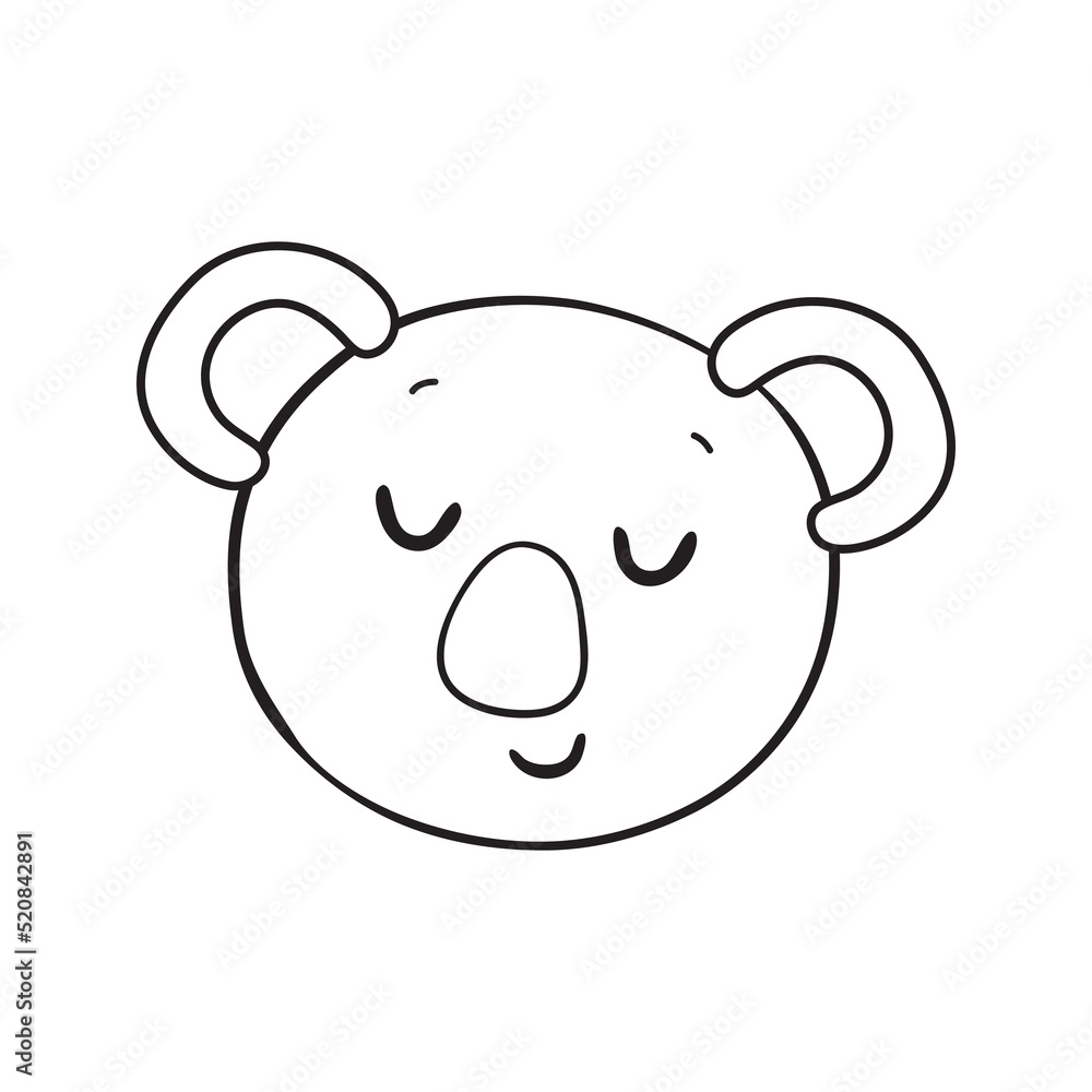 Koala. Sketch. Vector illustration. Teddy bear from Australia.