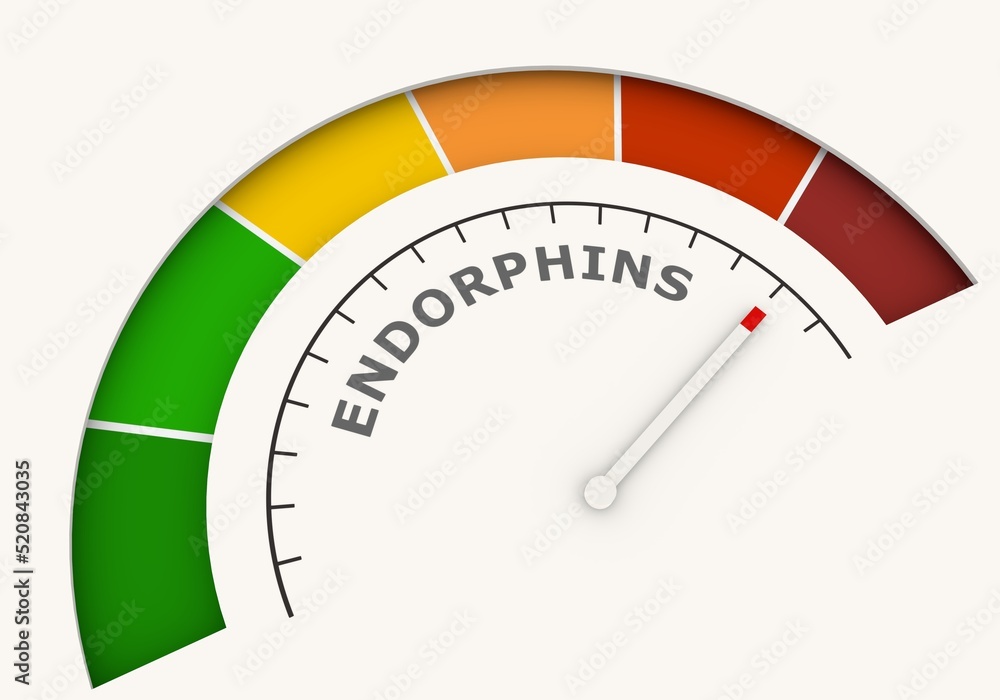 Abstract meter with scale reading level of endorphins. 3D render Stock
