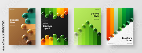 Isolated flyer vector design template bundle. Abstract realistic balls annual report illustration composition.