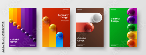 Amazing realistic balls journal cover layout set. Geometric pamphlet design vector concept collection. © kitka