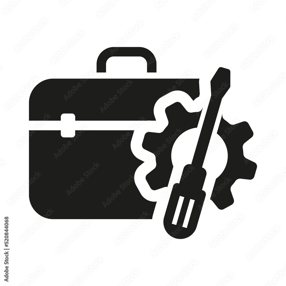 Tool box icon. Toolbox, toolkit and instrument. Fixing, repair and renovation illustration Stock
