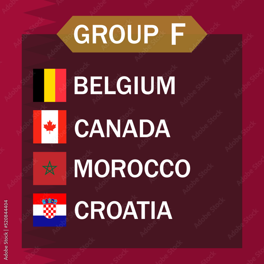 Obraz premium Match schedule group F. International soccer tournament in Qatar. Vector illustration.