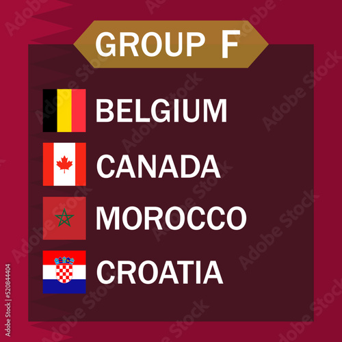 Match schedule group F. International soccer tournament in Qatar. Vector illustration.