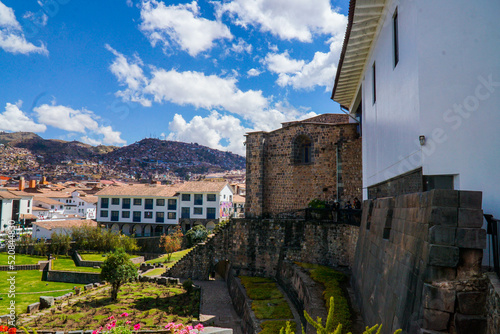 Ruins of the Temple dedicated to Sun God in Koricancha complex of Inca Empire located at Convent of Santo Domingo in the city of Cusco, Peru. photo
