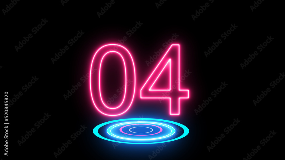 Neon number on black background. Learning numbers, serial number, price, place. Neon number on black background. Learning numbers, serial number, price, place.