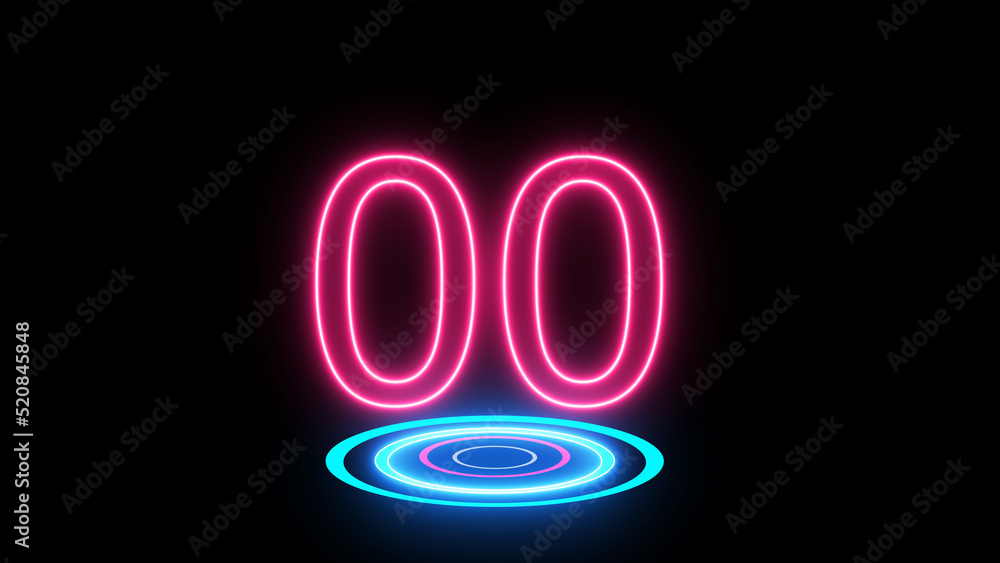 Neon number on black background. Learning numbers, serial number, price, place. Neon number on black background. Learning numbers, serial number, price, place.