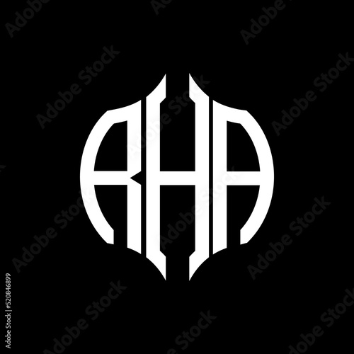 RHA letter logo. RHA best black background vector image. RHA Monogram logo design for entrepreneur and business.
 photo