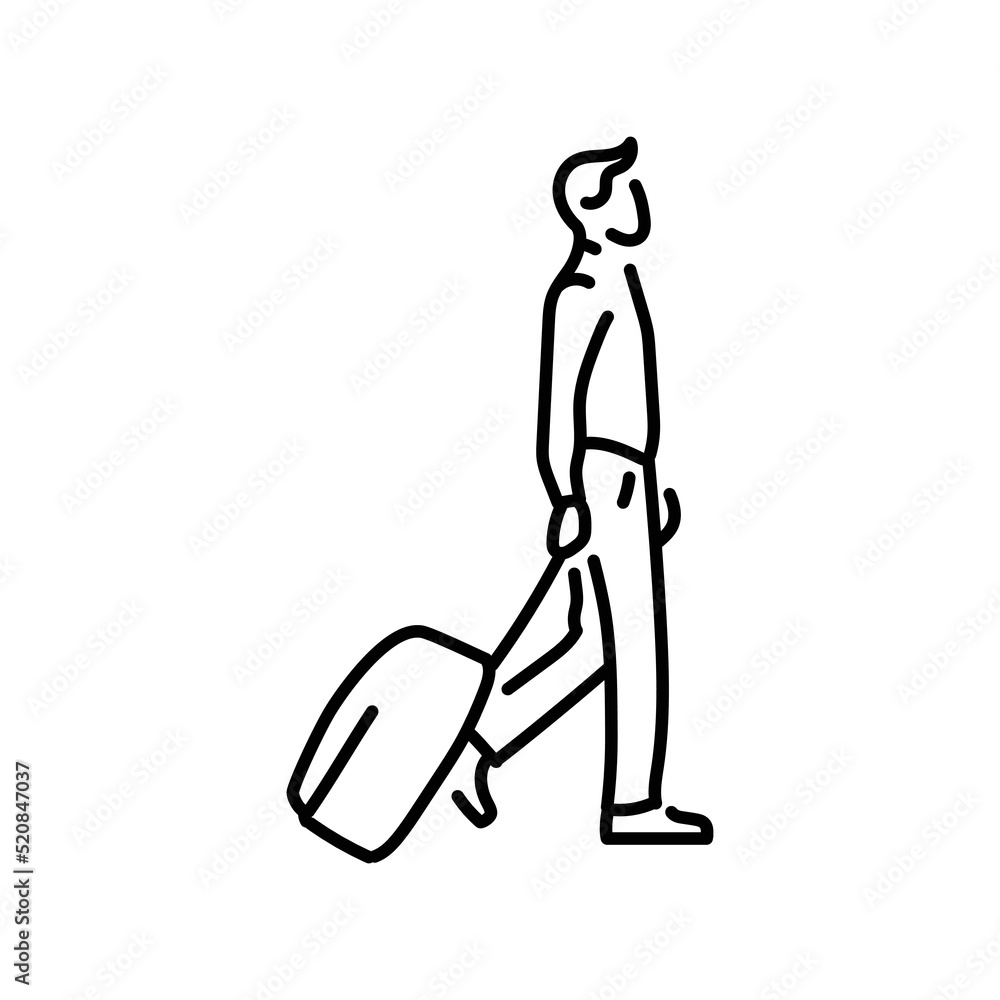 Man on business trip color line icon. Female entrepreneur. Man on business trip color line icon. Female entrepreneur.