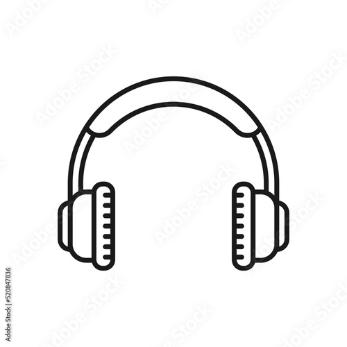 Headphone icon line style isolated on white background. Vector illustration
