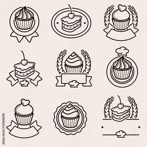 Cake labels and elements set. Collection icon cake. Vector