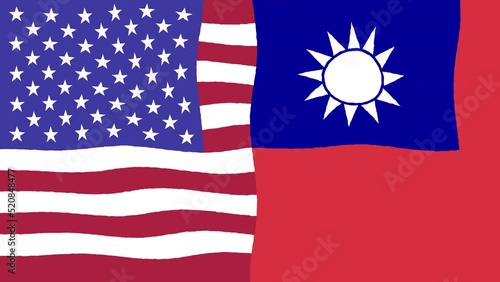 Wallpaper Mural US Taiwan Relations, National Flags Animation. United States of America And Republic of China Talks And Diplomacy Concept Video. News And Media Flags Nearby Motion Graphics, Seamless Loop.  Torontodigital.ca