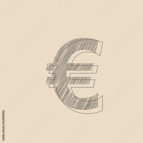 Sketch of Euro sign.
Euro currency symbol drawn isolated.
Hand drawn Euro symbol sketch.
sketch outline of money of European Union.
chalk Scribble old vintage design.
Vector illustration.