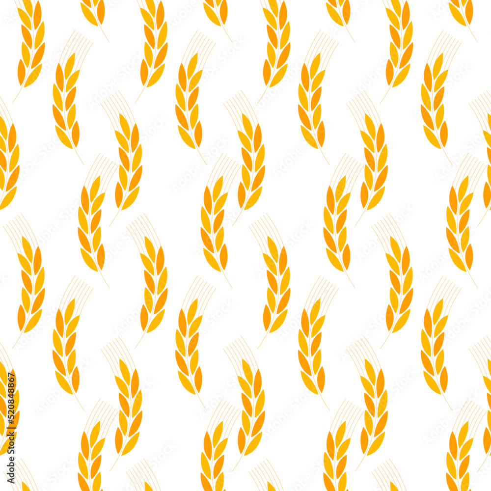 An ear of wheat seamless pattern. Harvest wheat grain. Template organic wheat, bread agriculture and natural eat. Design for print on fabric, wrapping paper, packaging. Vector illustration An ear of wheat seamless pattern. Harvest wheat grain. Template organic wheat, bread agriculture and natural eat. Design for print on fabric, wrapping paper, packaging. Vector illustration