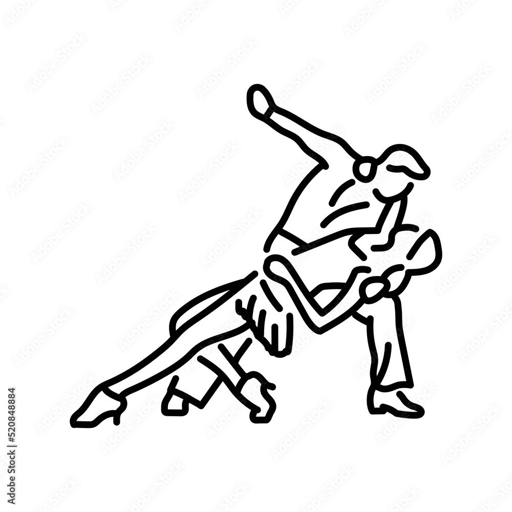 Couple dancing rumba color line icon. Pictogram for web page