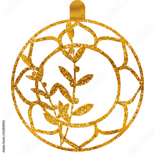 Gold crown with diamonds. Christmas ball. Floral wreath, Christmas decoration.