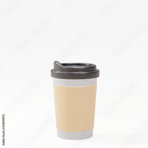 3d paper coffee cup. Vector illustration.
