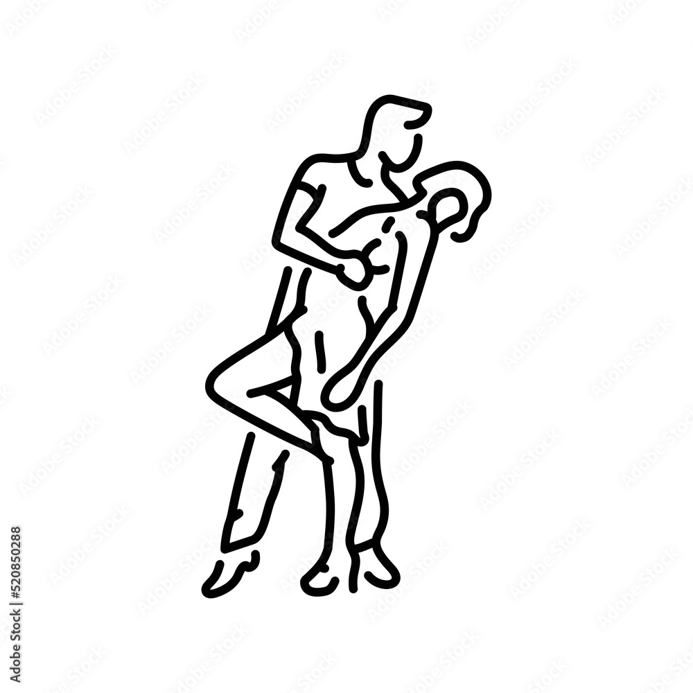 Couple dancing hustle freestyle color line icon. Pictogram for web page