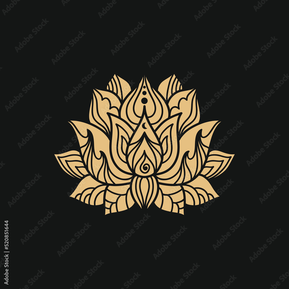Ornamental lotus flower pattern with third eye. Decoration in oriental, Indian style. Ornamental lotus flower pattern with third eye. Decoration in oriental, Indian style.